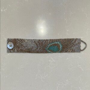 Artisan Silver and Teal Beaded Bracelet